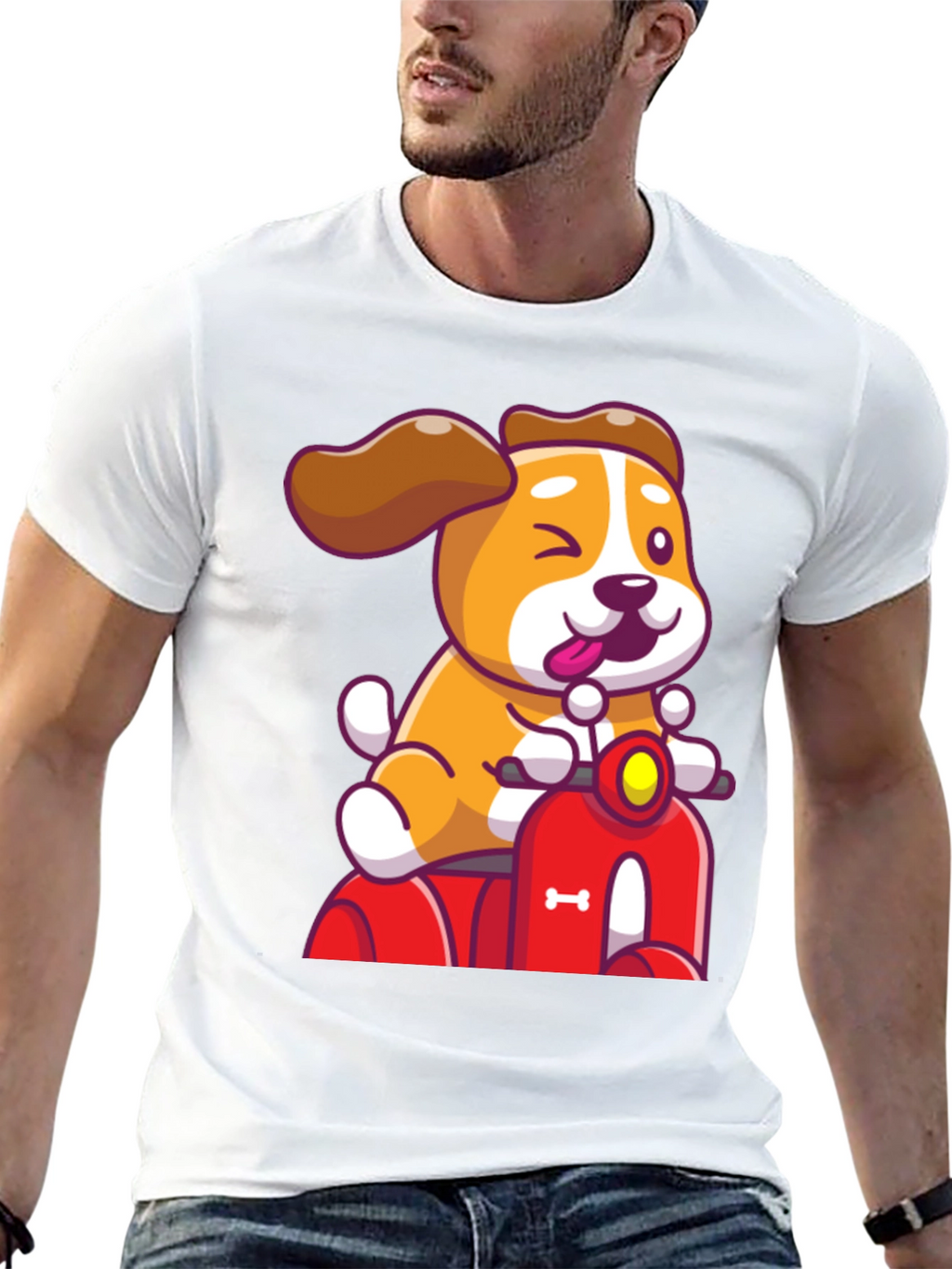 Dog Riding Scooter Graphic T-Shirt
