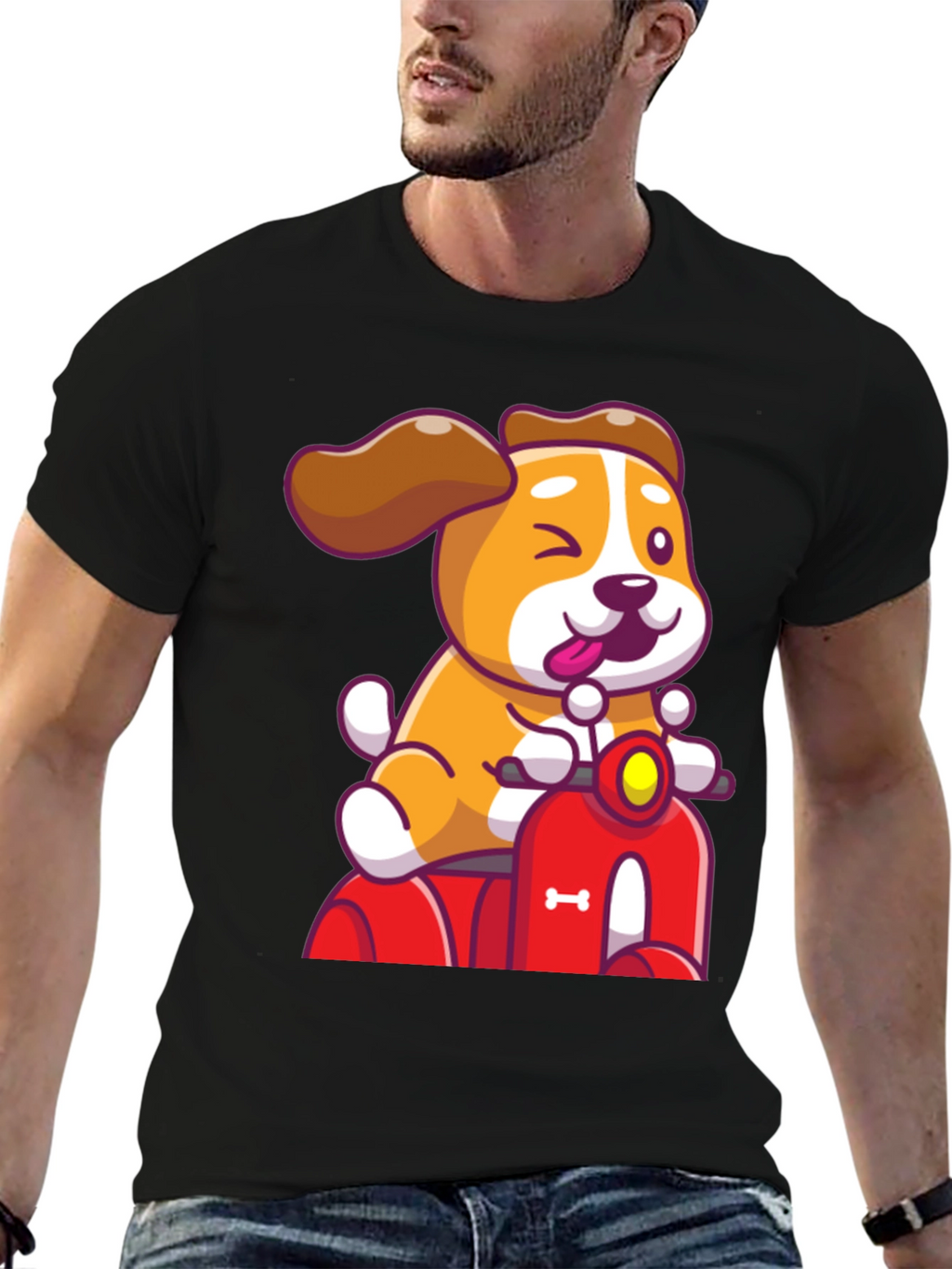Dog Riding Scooter Graphic T-Shirt