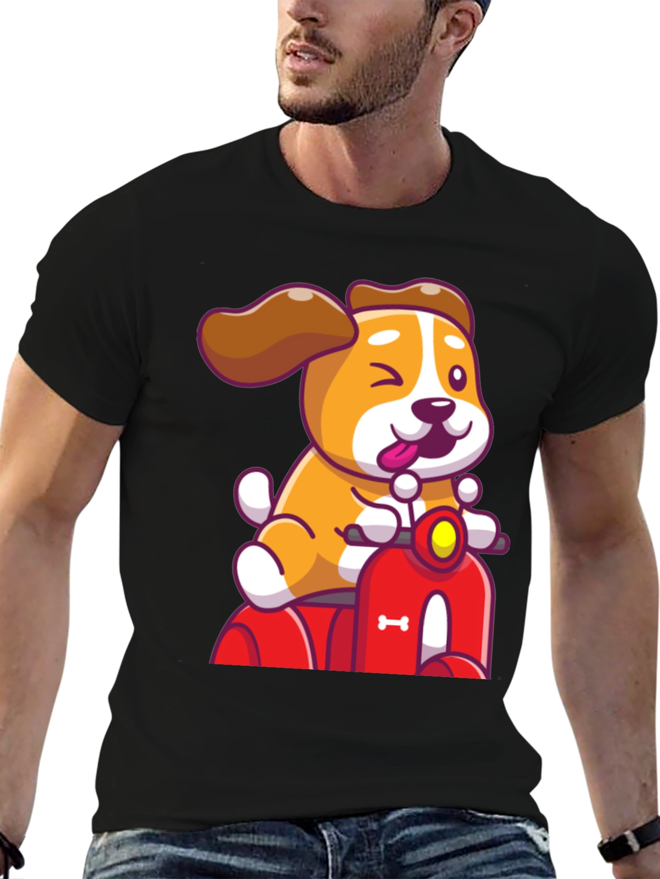 Dog Riding Scooter Graphic T-Shirt