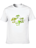 Geometric Hexagon Crane Graphic Black T-Shirt