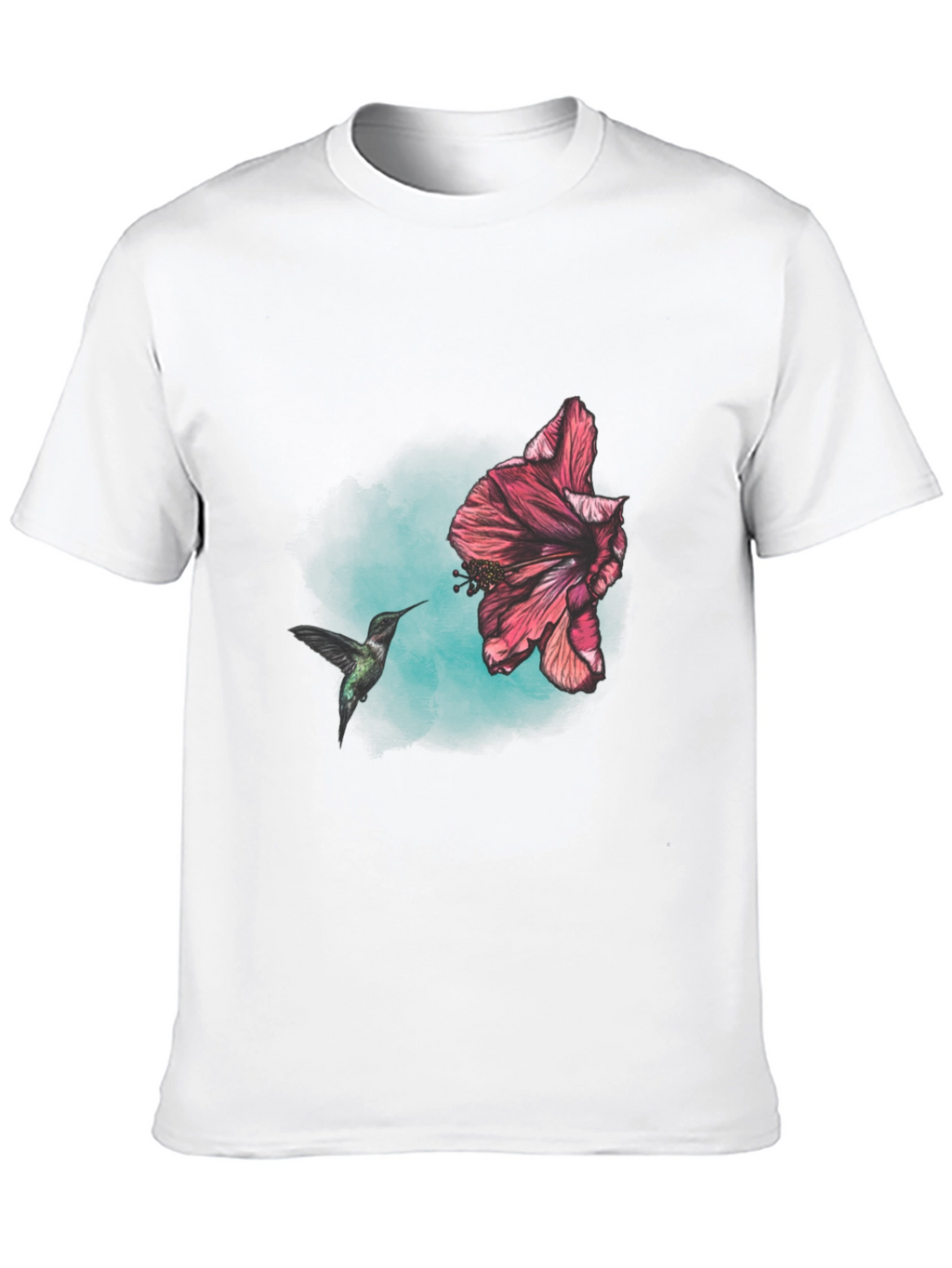 Hummingbird and Hibiscus Graphic T-Shirt