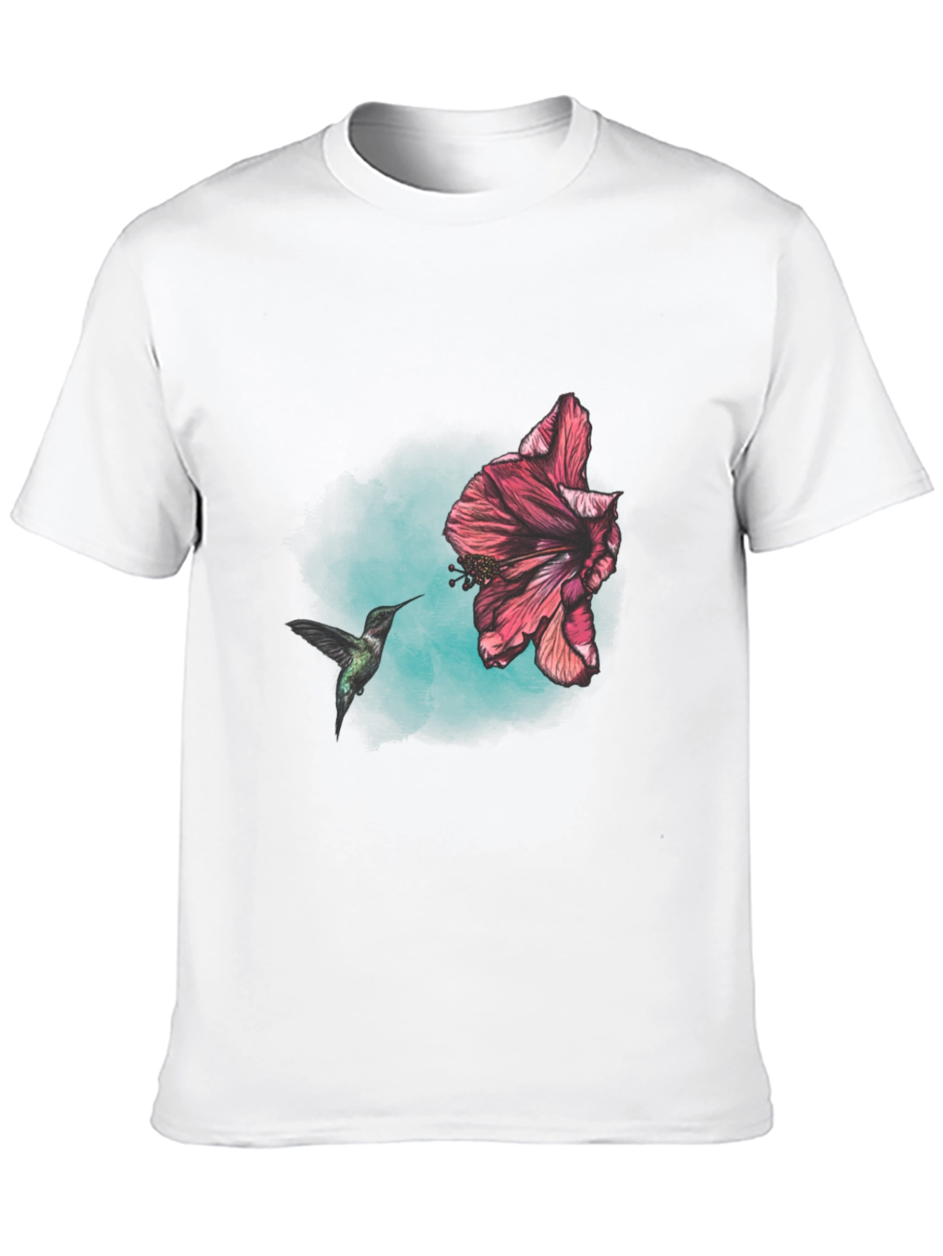 Hummingbird and Hibiscus Graphic T-Shirt