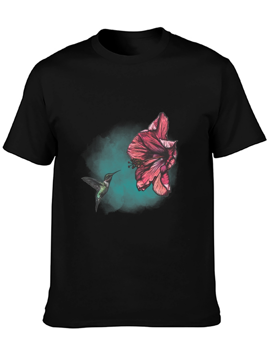 Hummingbird and Hibiscus Graphic T-Shirt