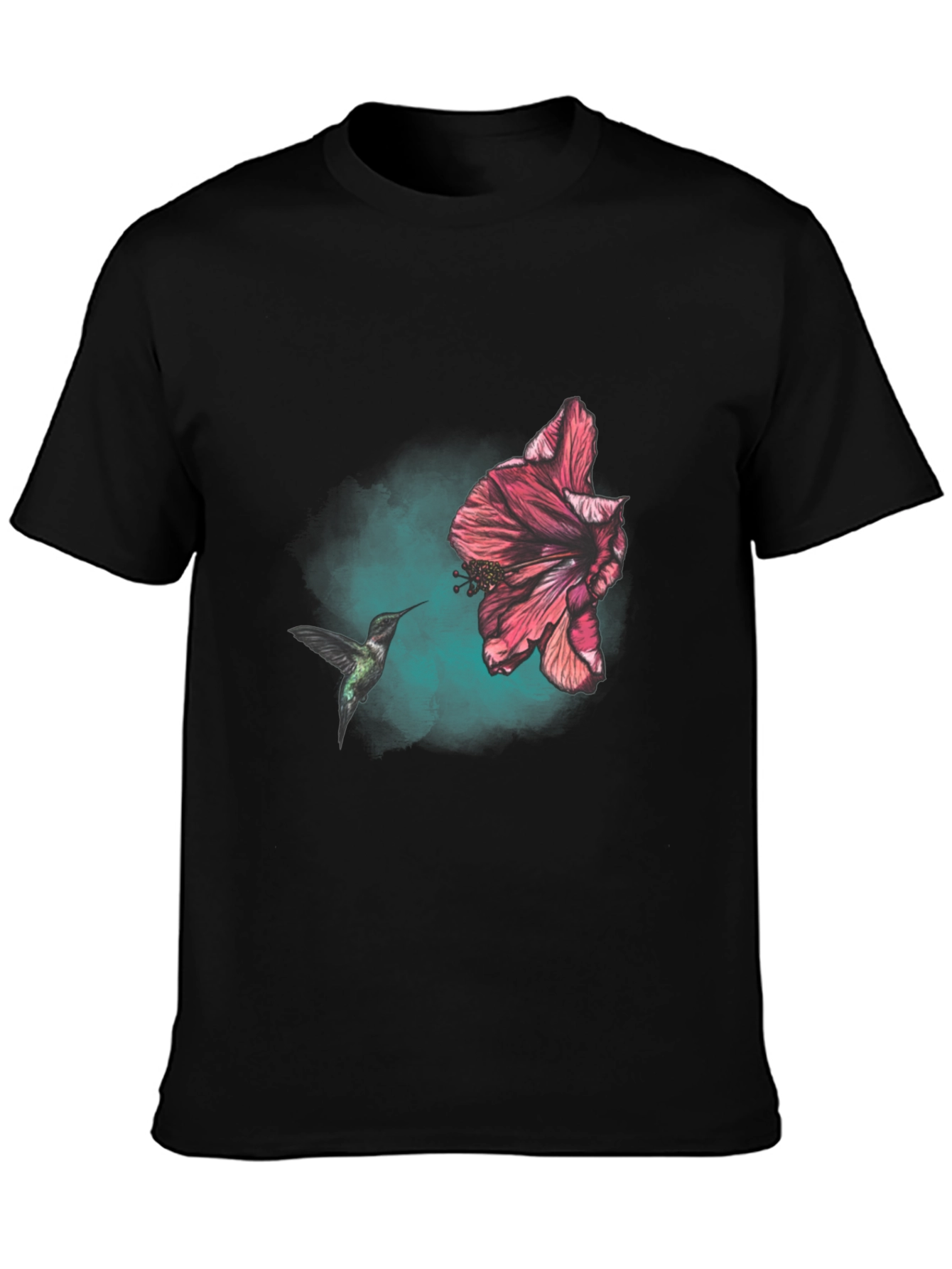 Hummingbird and Hibiscus Graphic T-Shirt