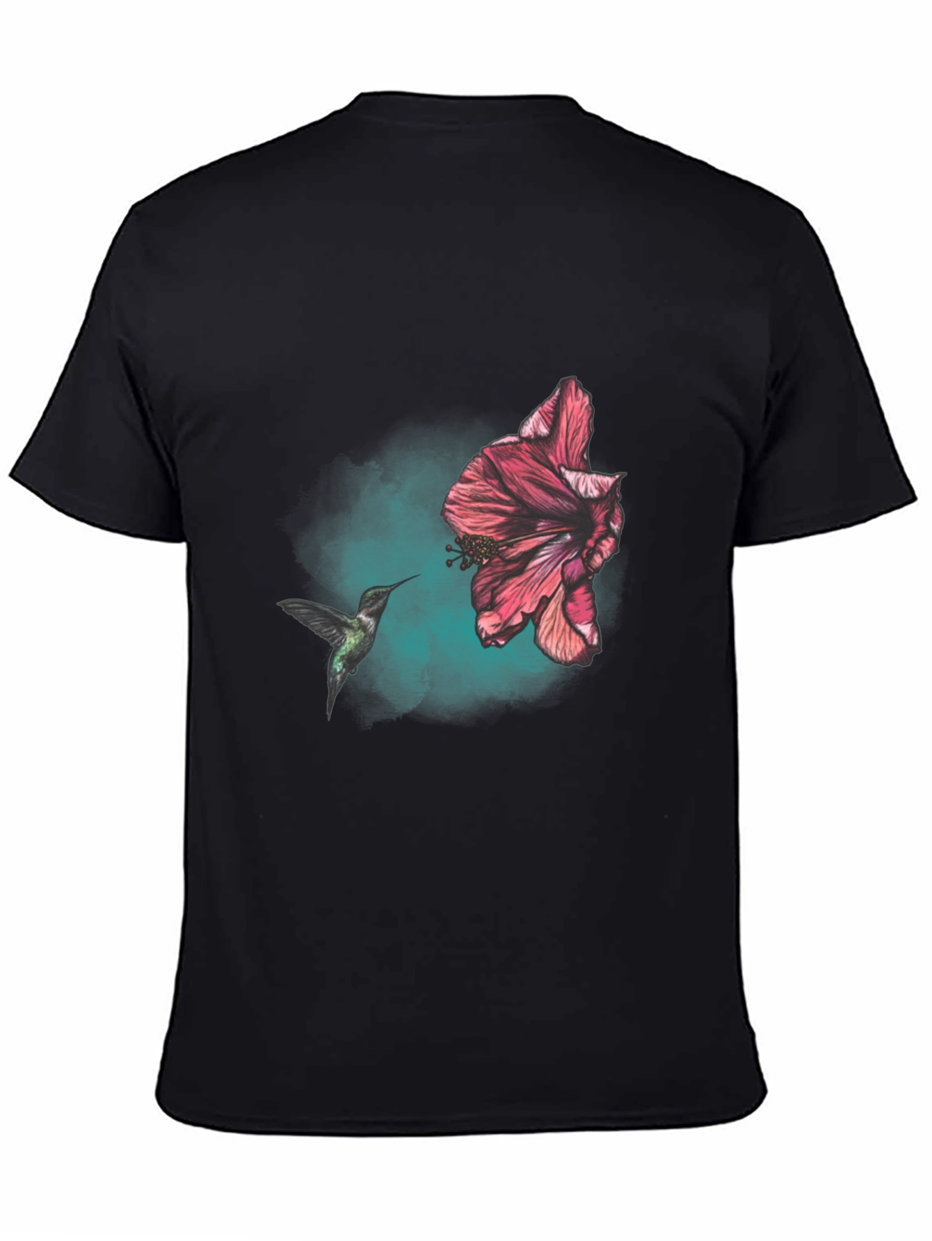 Hummingbird and Hibiscus Graphic T-Shirt