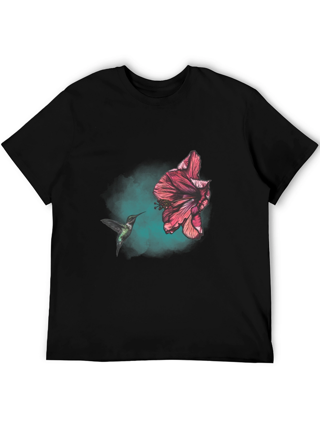 Hummingbird and Hibiscus Graphic T-Shirt
