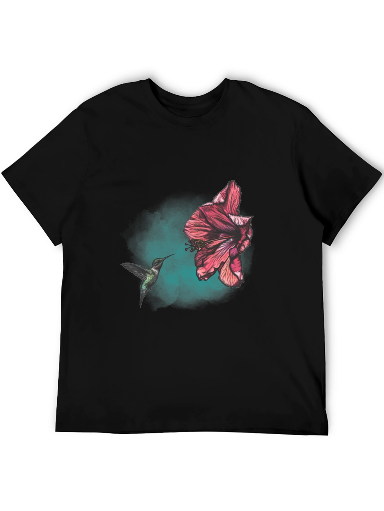 Hummingbird and Hibiscus Graphic T-Shirt
