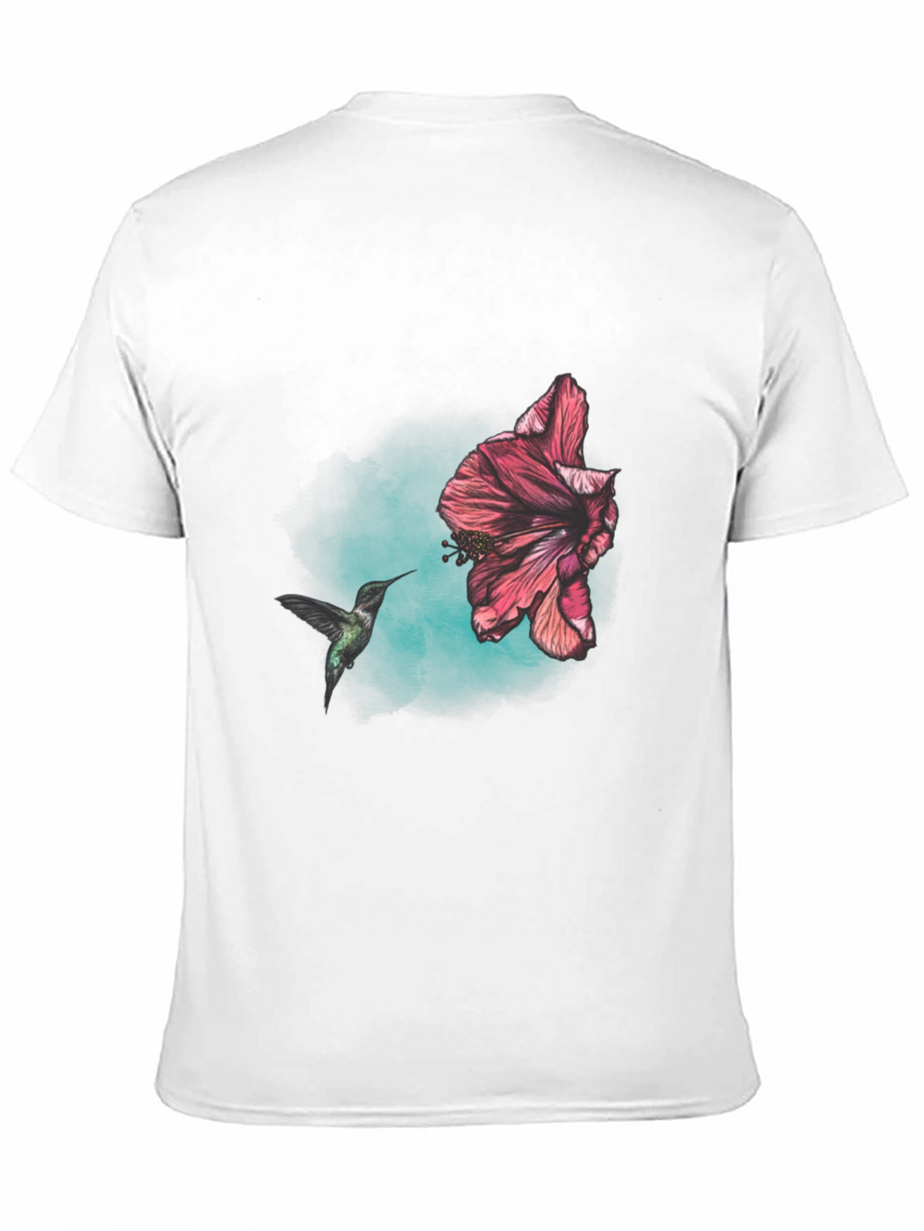 Hummingbird and Hibiscus Graphic T-Shirt