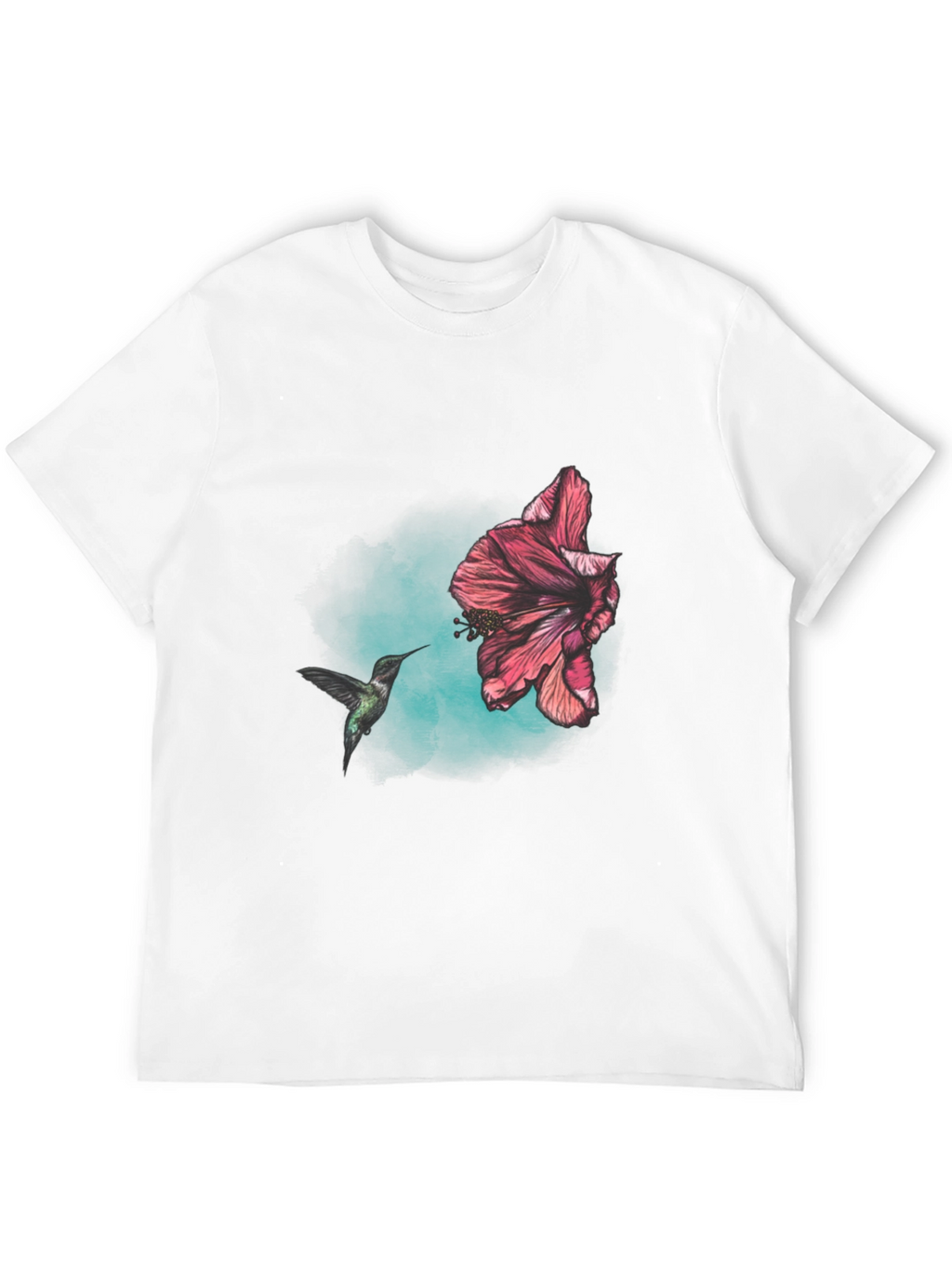 Hummingbird and Hibiscus Graphic T-Shirt