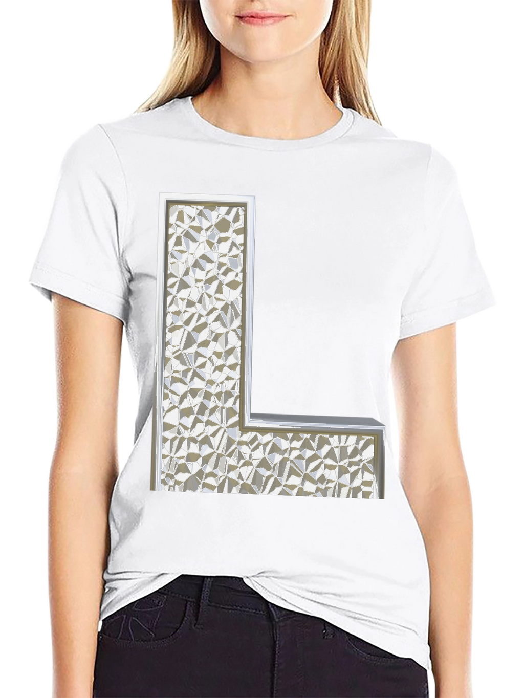 Abstract Letter L Graphic Tee - Black