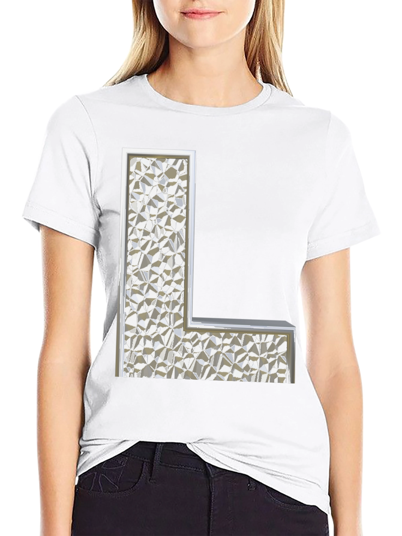 Abstract Letter L Graphic Tee - Black