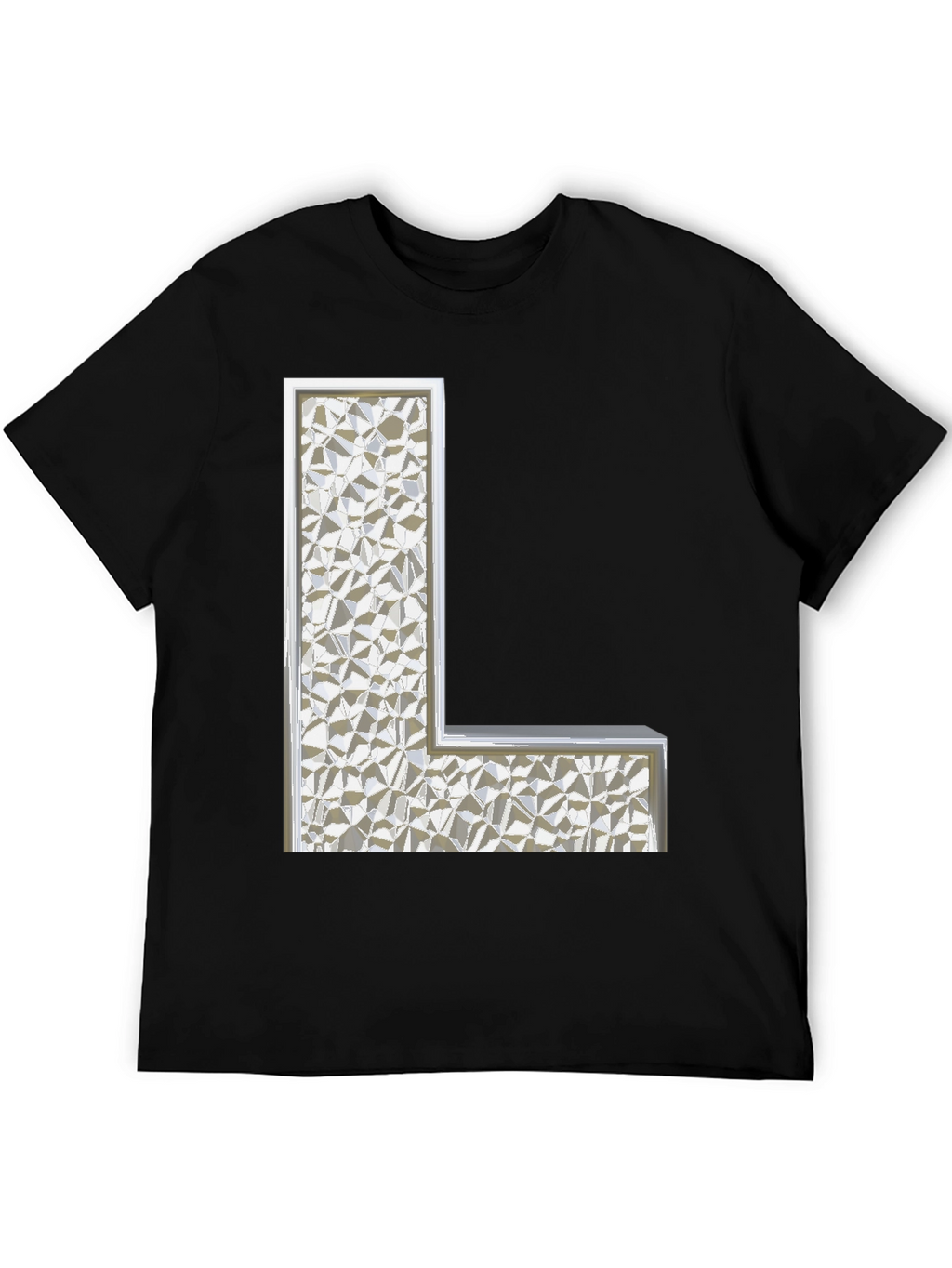 Abstract Letter L Graphic Tee - Black