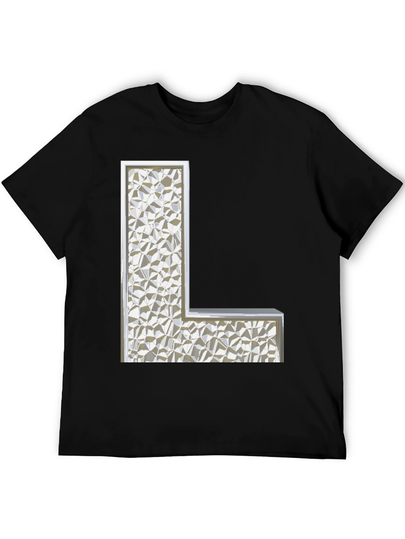 Abstract Letter L Graphic Tee - Black