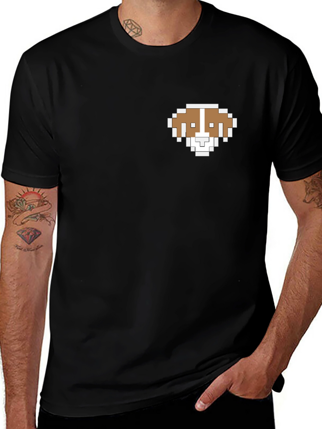 Pixel Dog T-Shirt - Black Short Sleeve