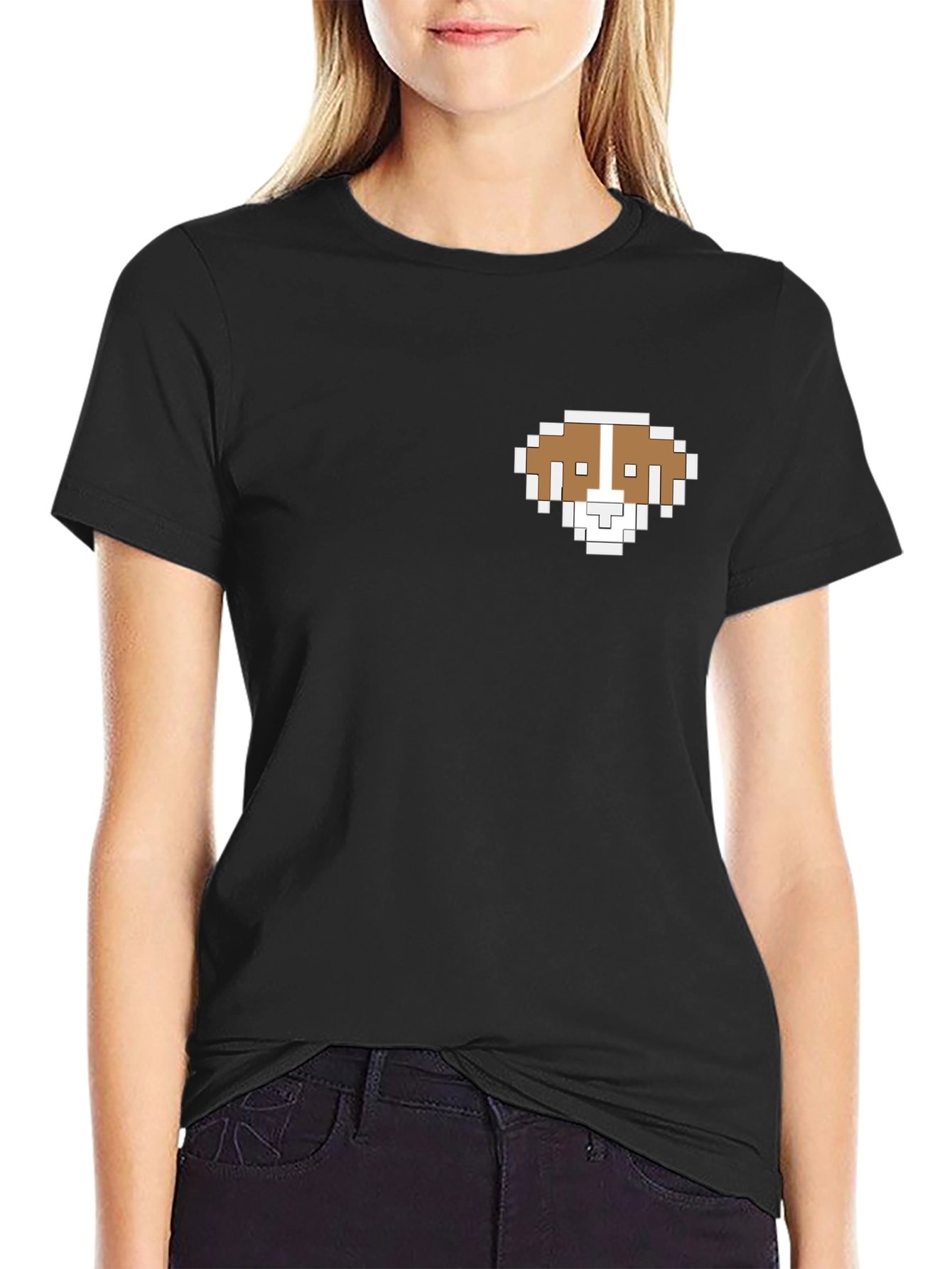 Pixel Dog T-Shirt - Black Short Sleeve