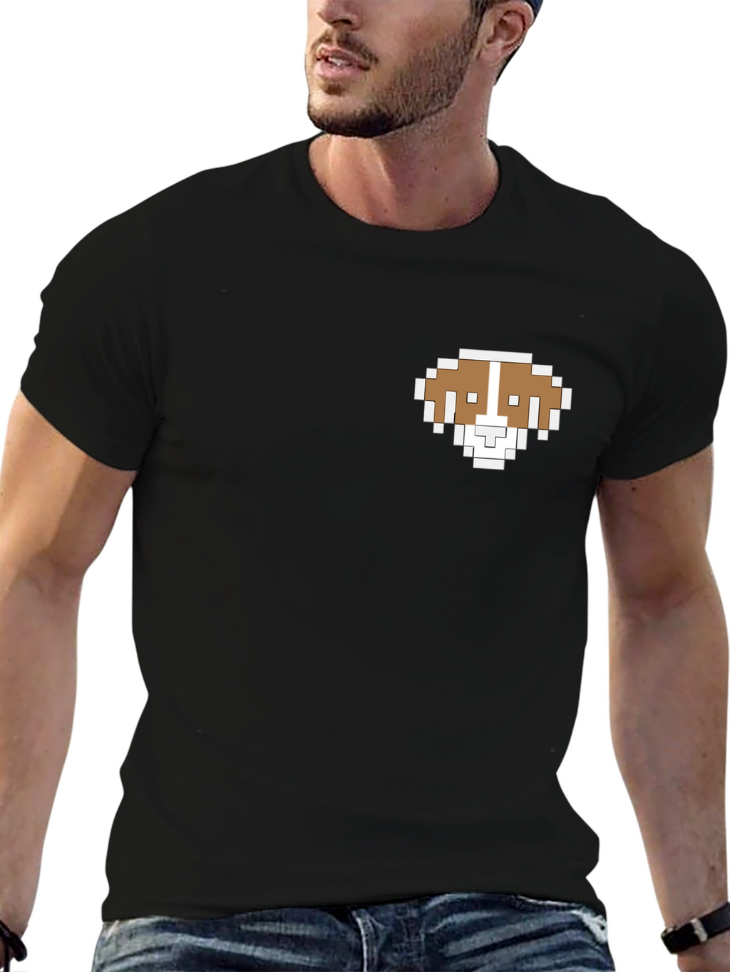 Pixel Dog T-Shirt - Black Short Sleeve
