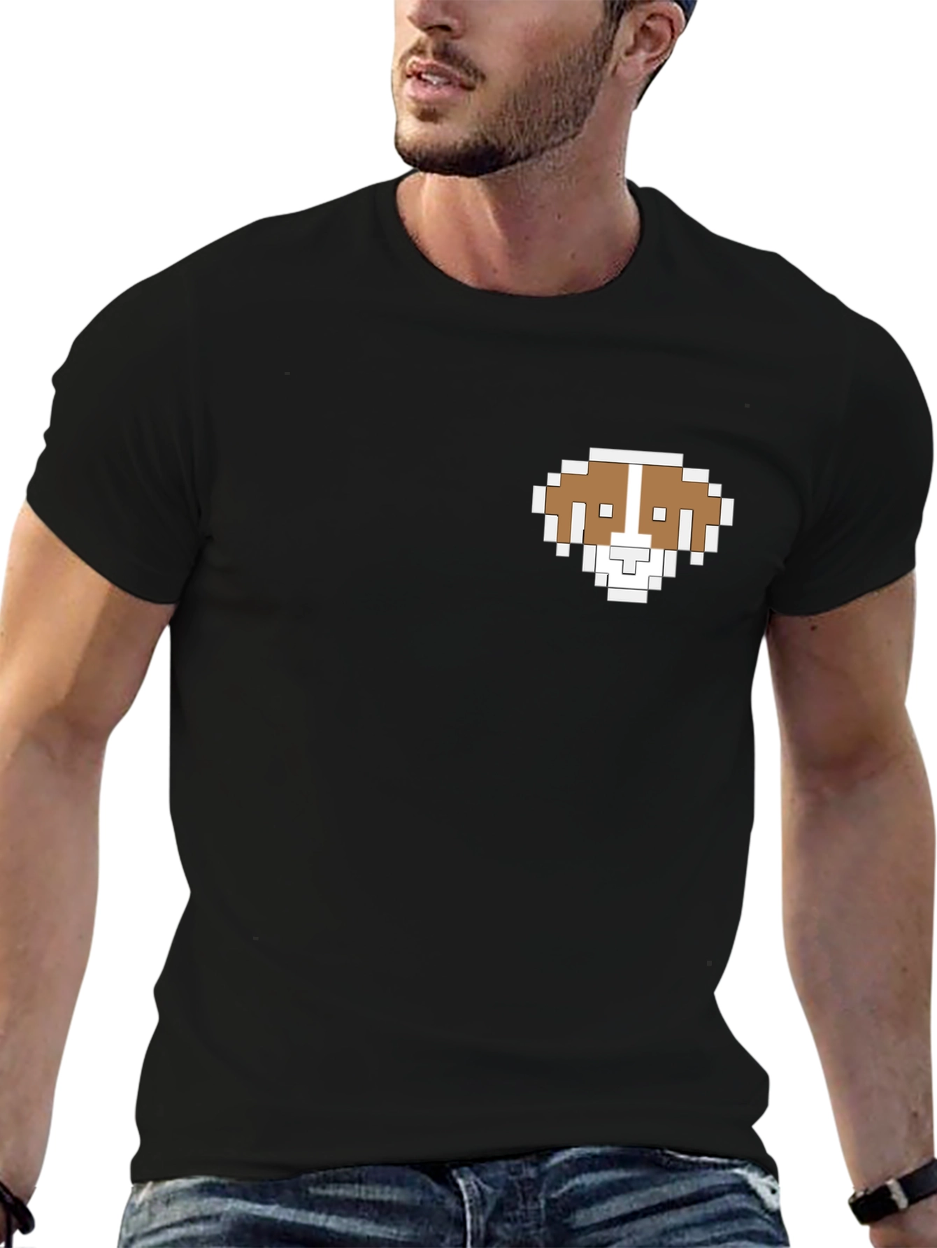 Pixel Dog T-Shirt - Black Short Sleeve