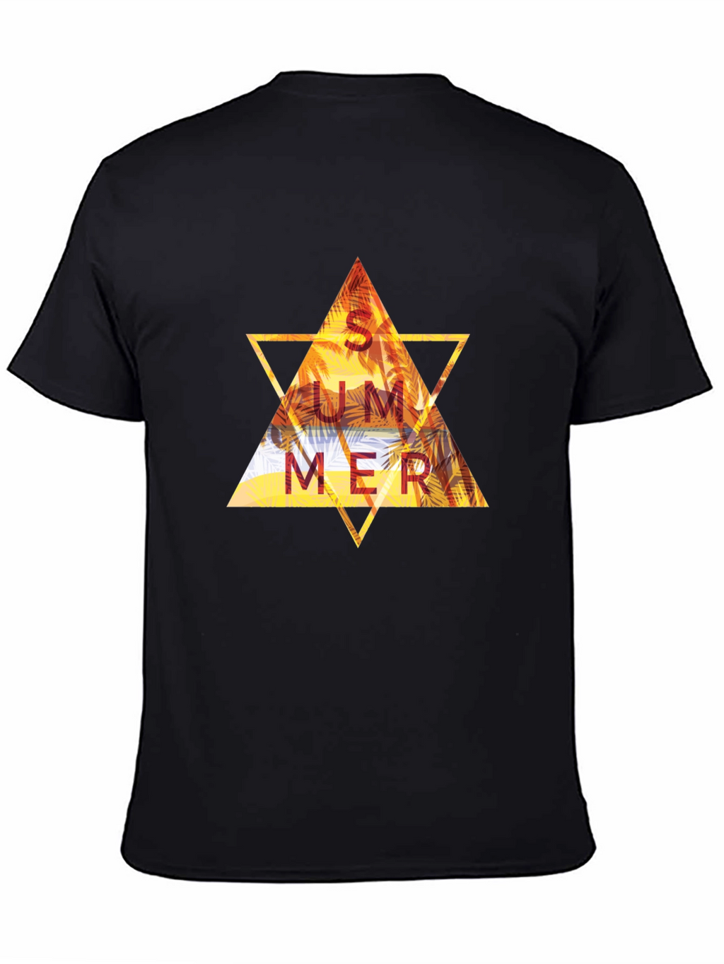 Summer Triangle Graphic Tee - Black Cotton T-Shirt