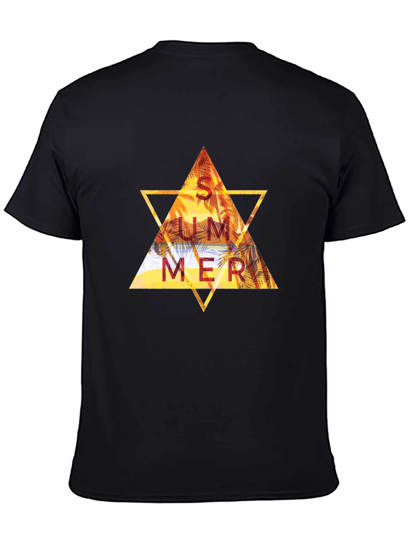 Summer Triangle Graphic Tee - Black Cotton T-Shirt