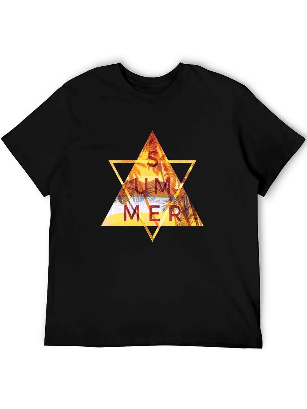 Summer Triangle Graphic Tee - Black Cotton T-Shirt