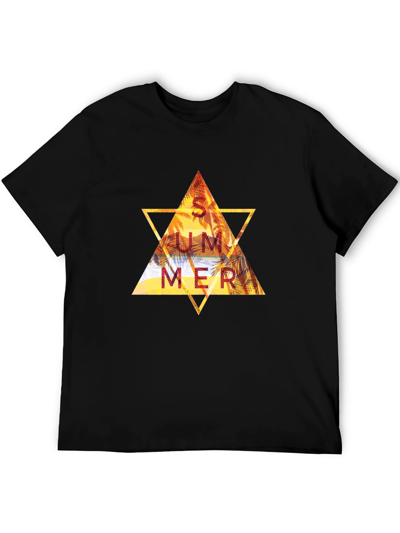 Summer Triangle Graphic Tee - Black Cotton T-Shirt
