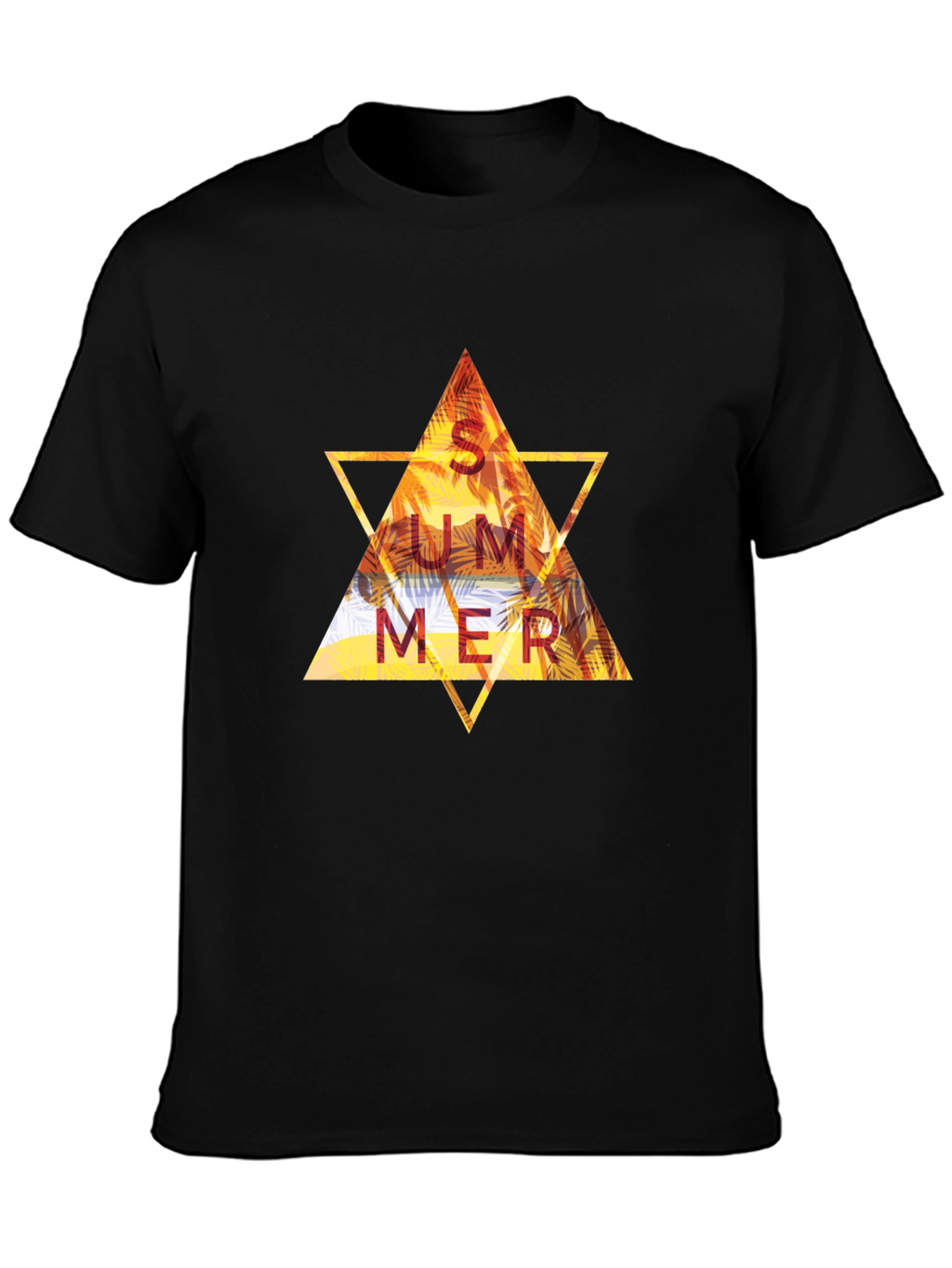 Summer Triangle Graphic Tee - Black Cotton T-Shirt