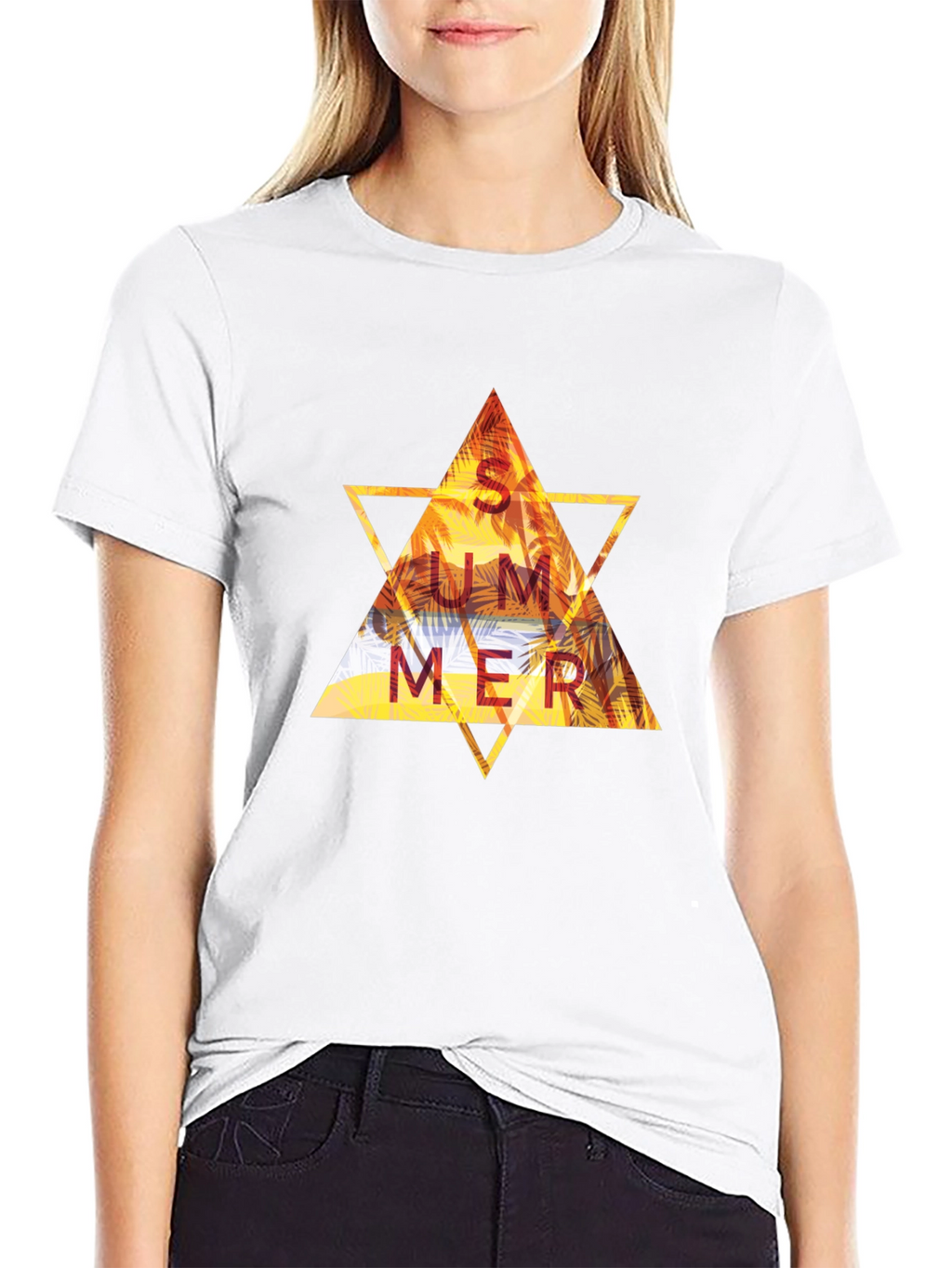 Summer Triangle Graphic Tee - Black Cotton T-Shirt