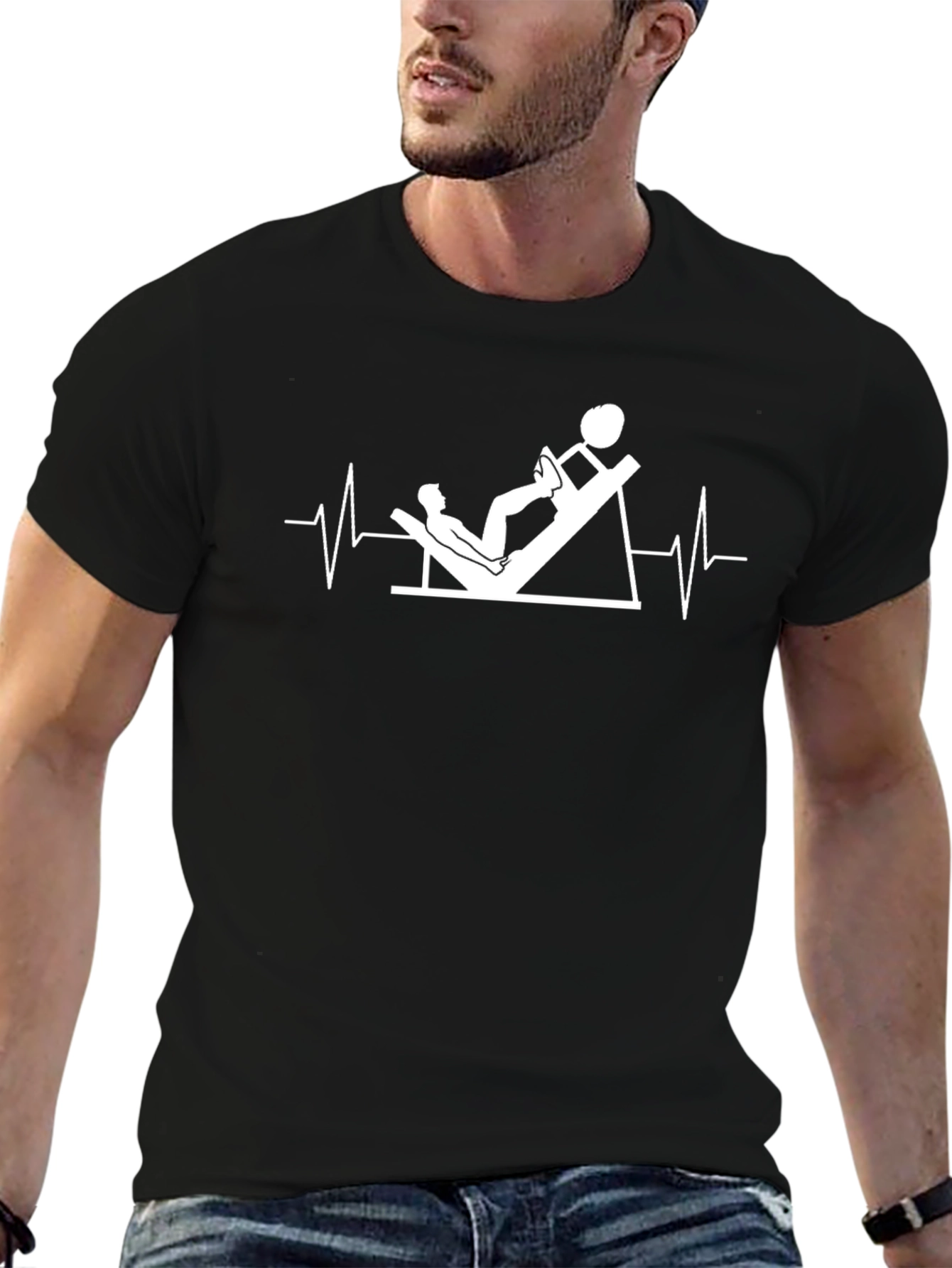Leg Press Heartbeat Black T-Shirt
