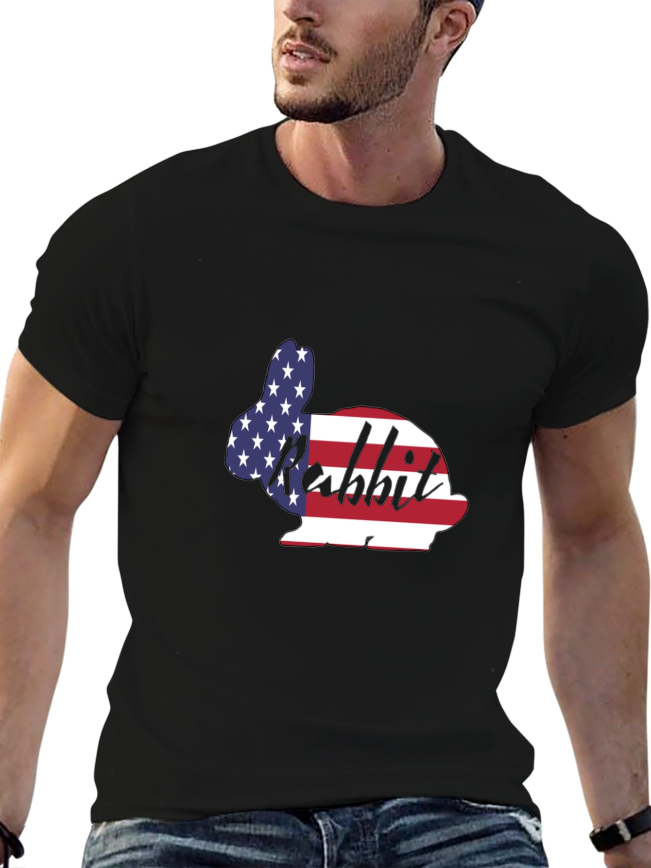 Patriotic Rabbit T-Shirt - USA Flag Bunny Tee
