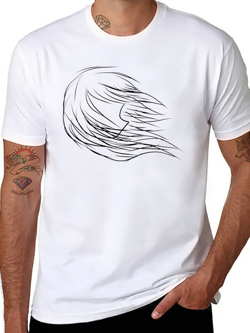 Black Graphic Tee - Abstract Hair Design