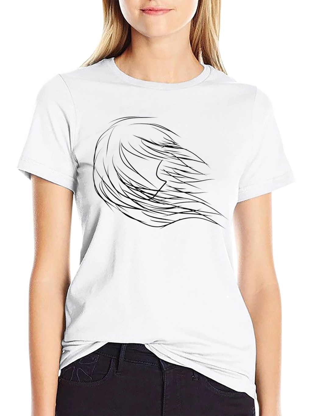 Black Graphic Tee - Abstract Hair Design