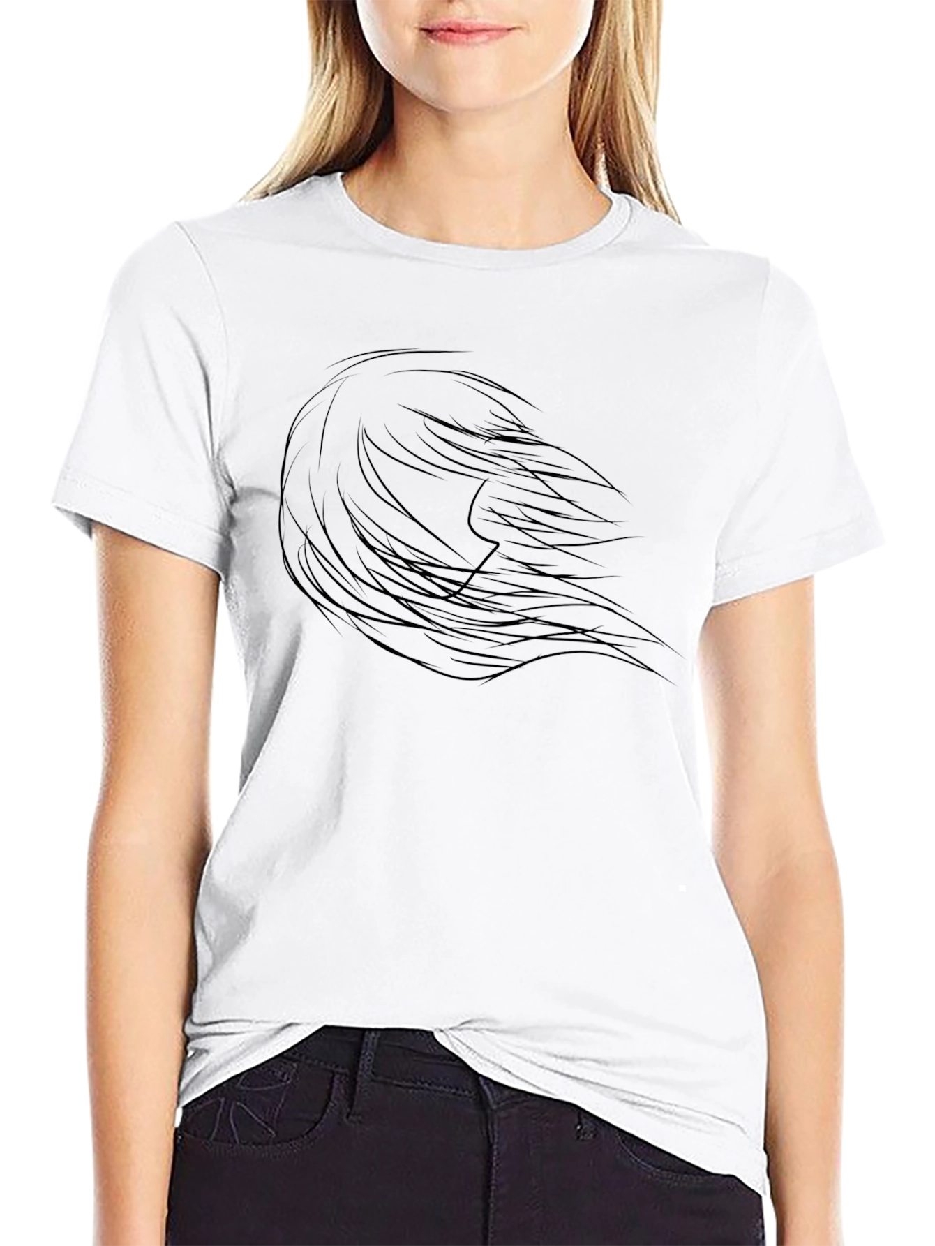 Black Graphic Tee - Abstract Hair Design