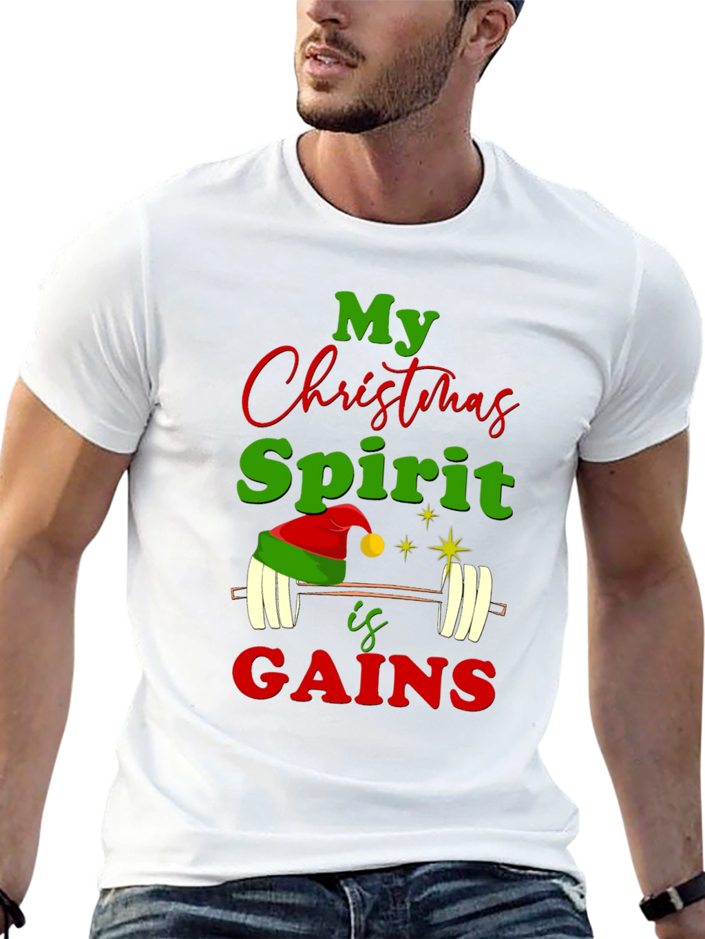 Christmas Spirit Gains Gym Workout T-Shirt