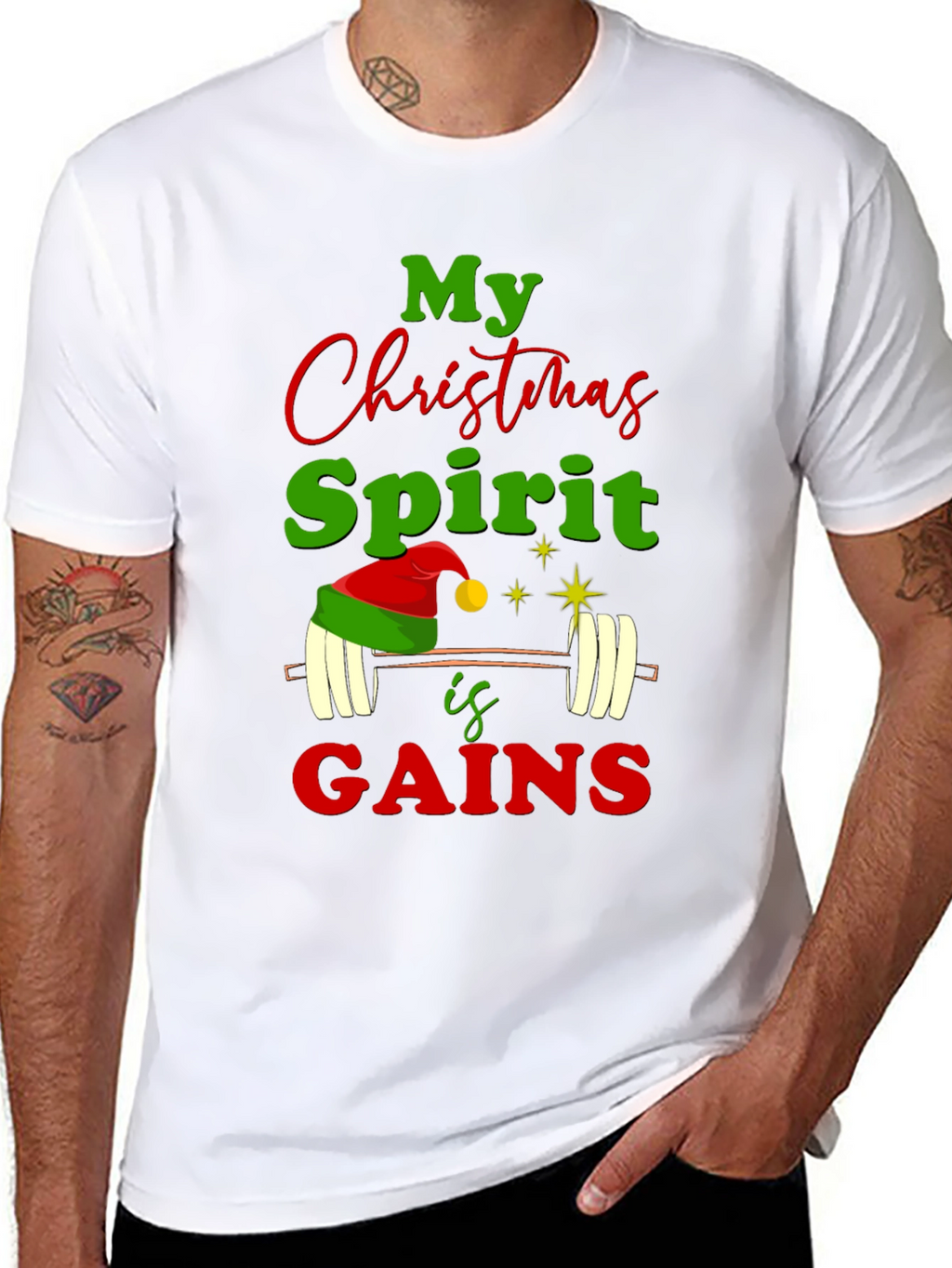 Christmas Spirit Gains Gym Workout T-Shirt