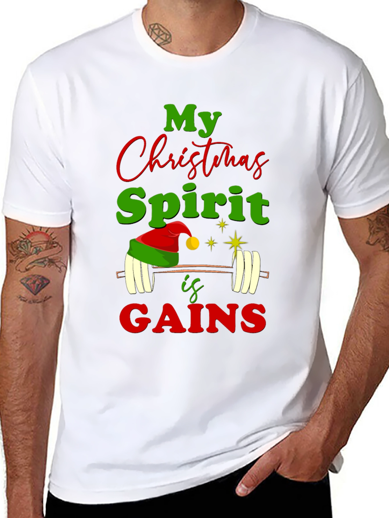 Christmas Spirit Gains Gym Workout T-Shirt