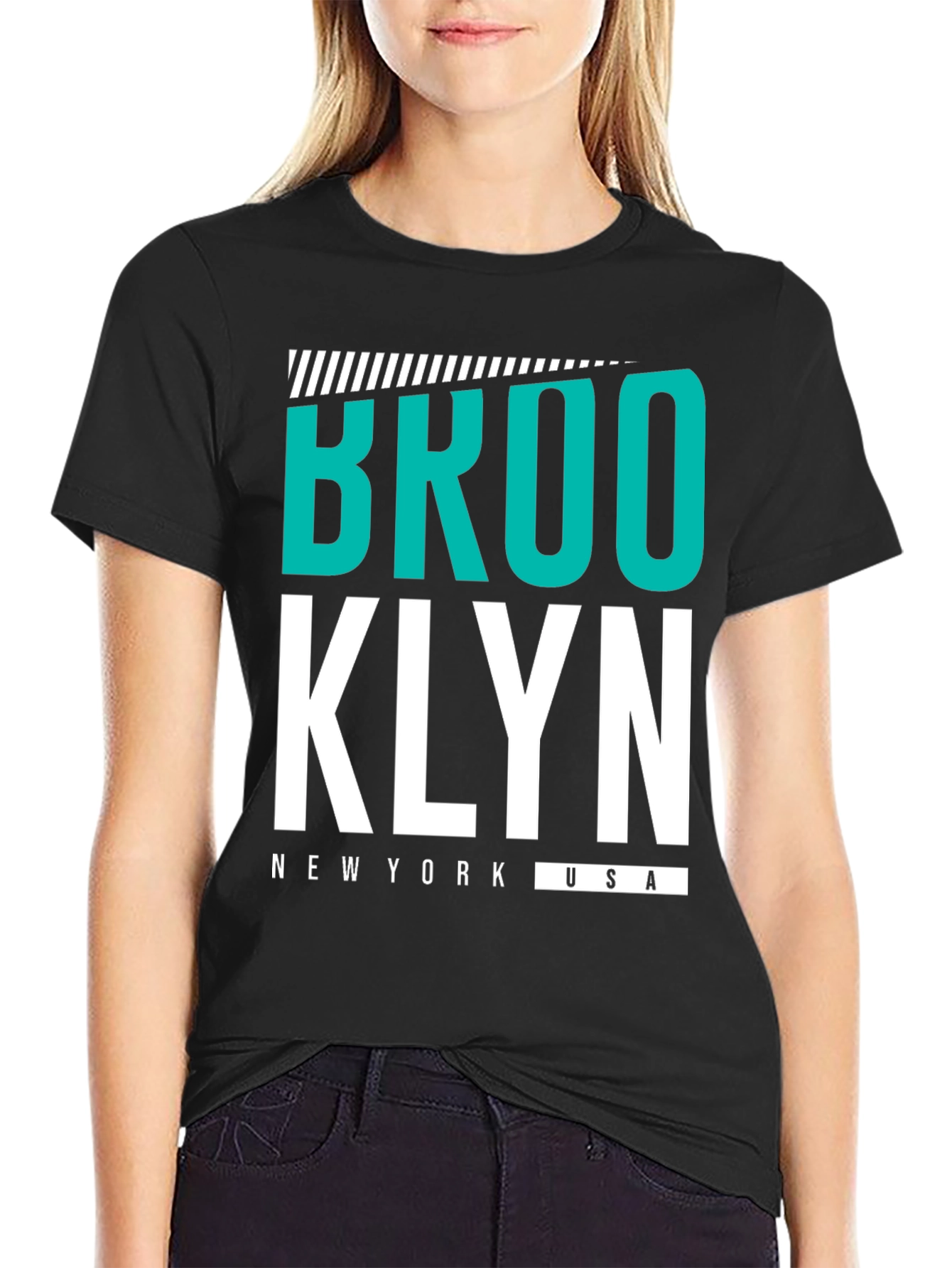 Brooklyn Graphic Tee - Black Cotton Casual T-Shirt