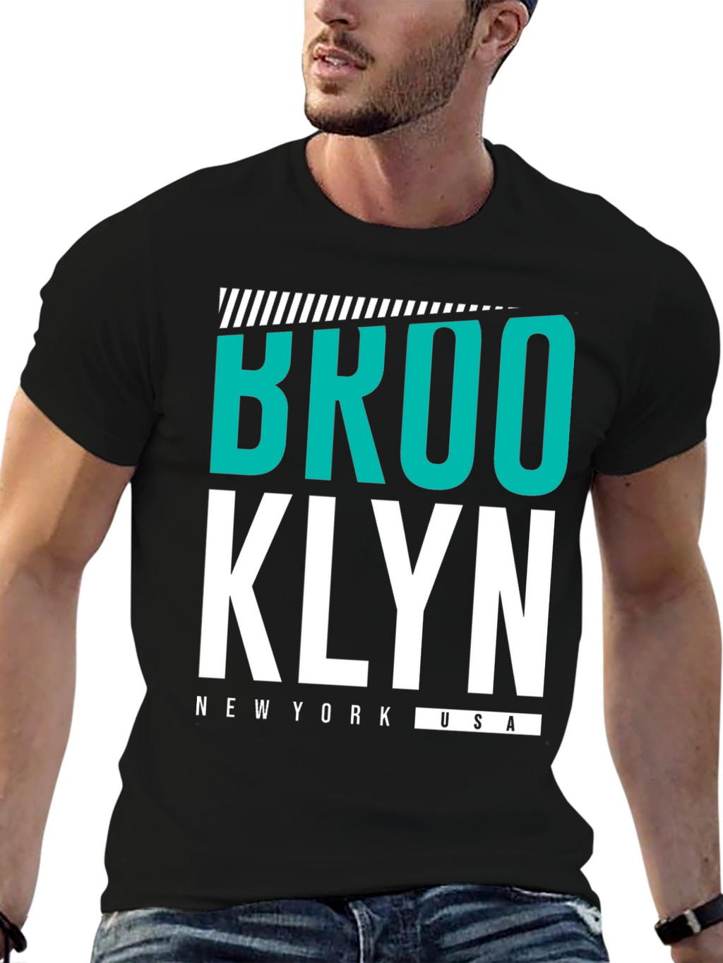 Brooklyn Graphic Tee - Black Cotton Casual T-Shirt