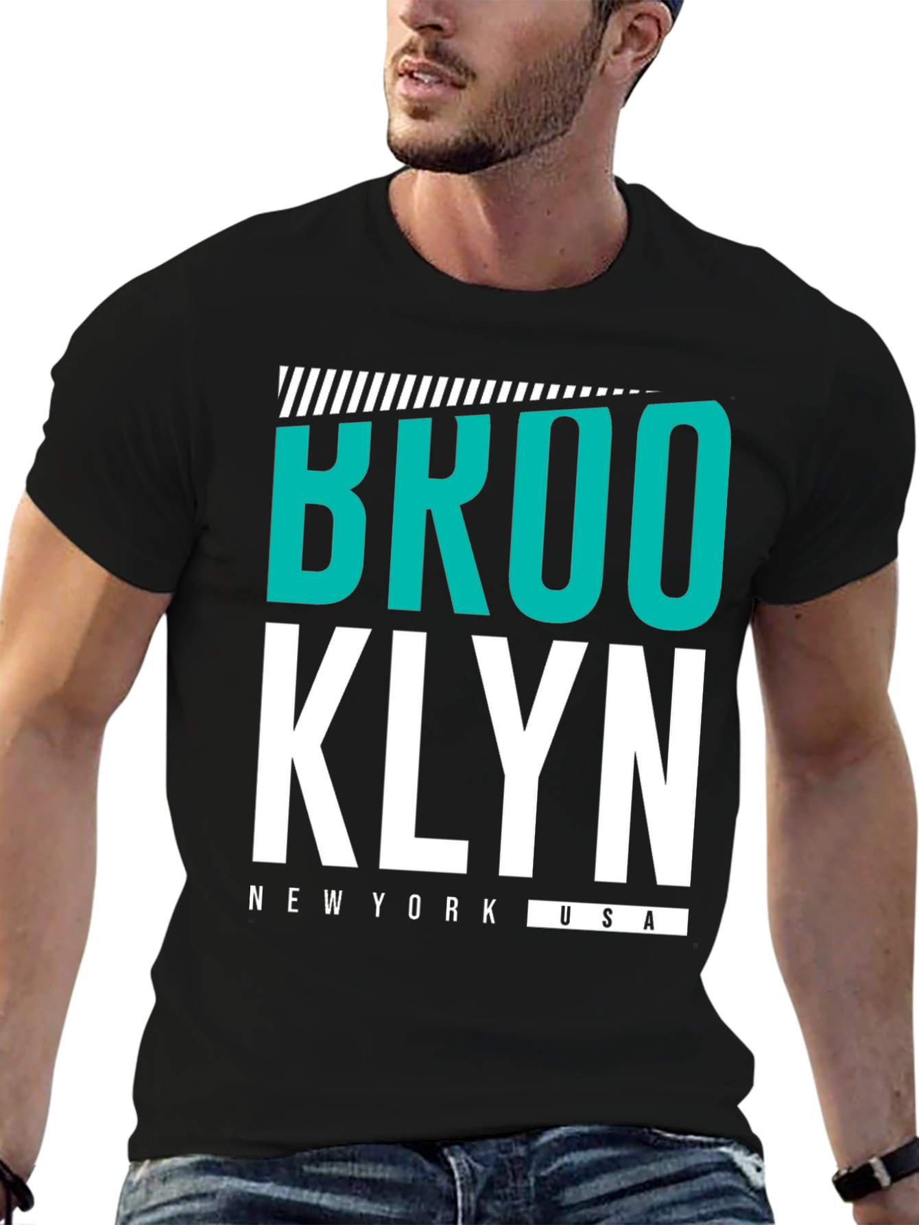 Brooklyn Graphic Tee - Black Cotton Casual T-Shirt