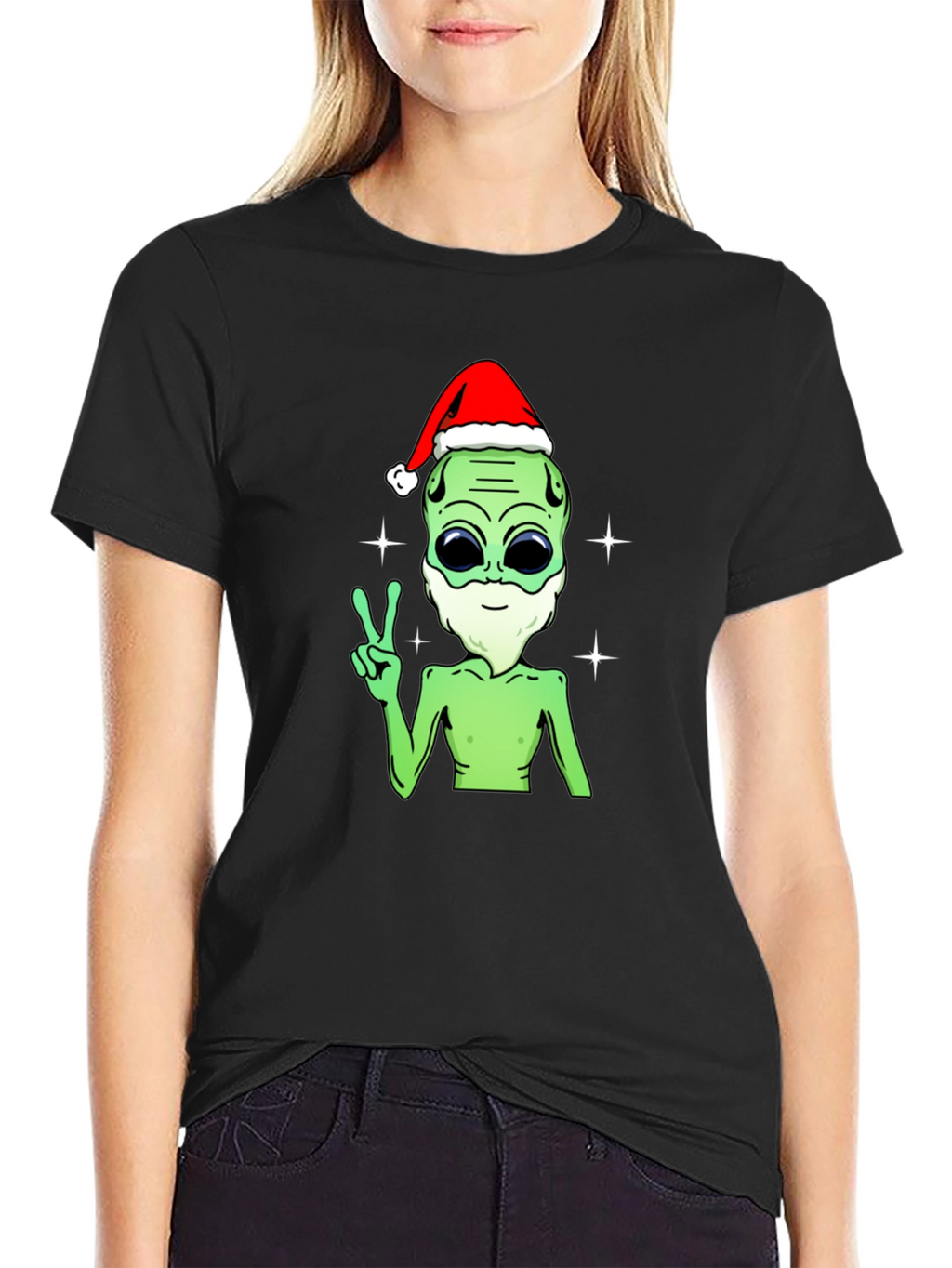 Festive Alien T-Shirt - Peace Love and Holiday Cheer!