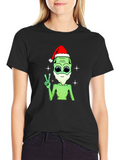 Festive Alien T-Shirt - Peace Love and Holiday Cheer!