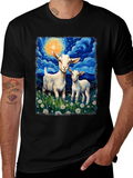 Goat Starry Night T-Shirt | Whimsical Art Tee