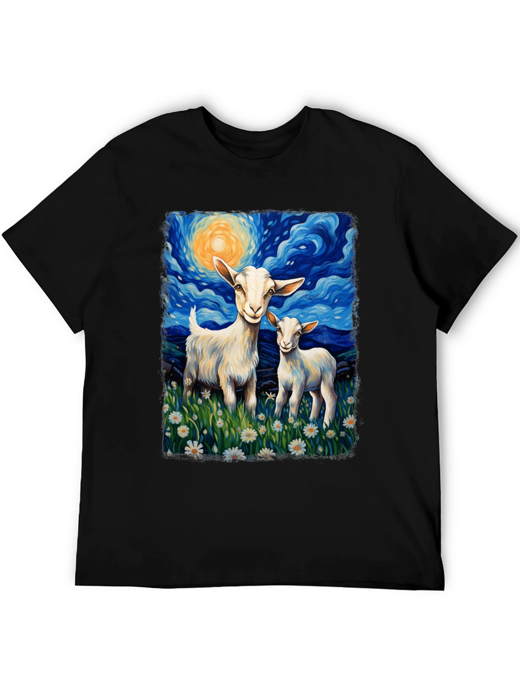 Goat Starry Night T-Shirt | Whimsical Art Tee