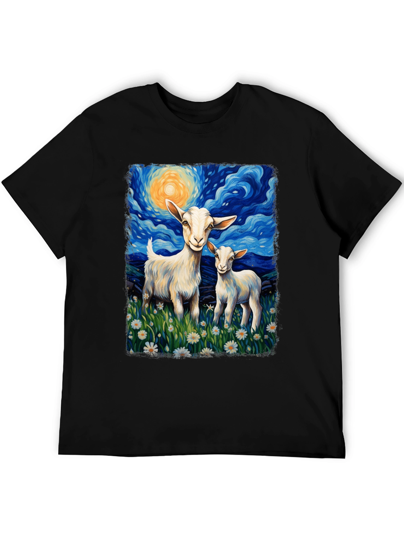 Goat Starry Night T-Shirt | Whimsical Art Tee