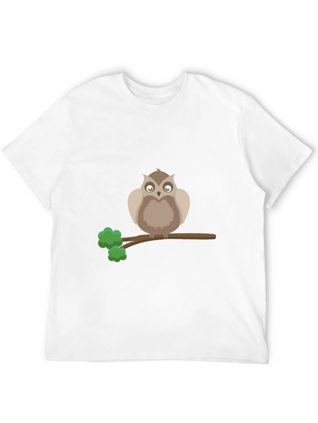 Owl on Branch Graphic Tee - Black Cotton T-Shirt
