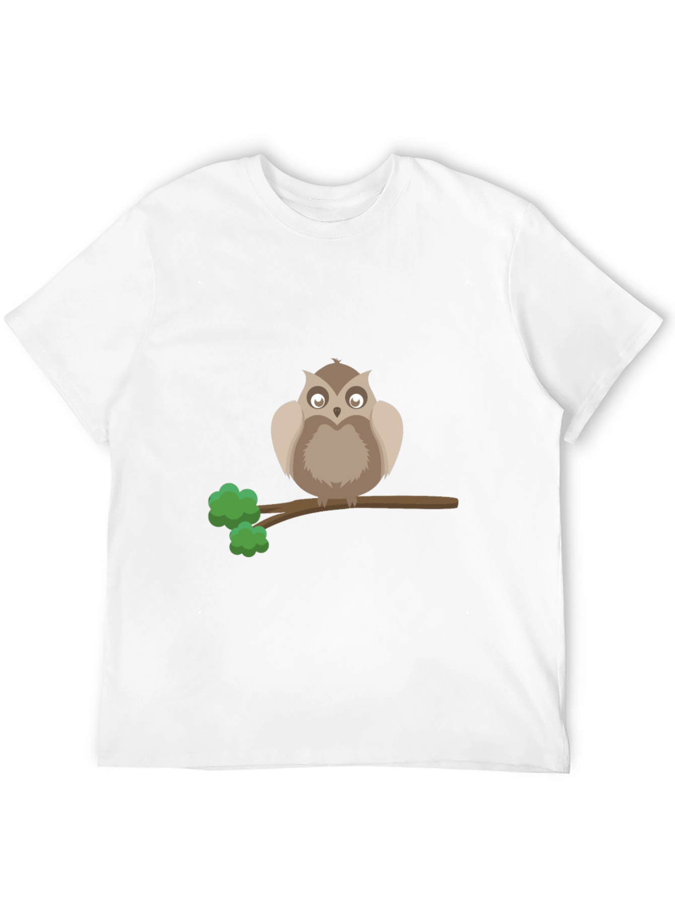 Owl on Branch Graphic Tee - Black Cotton T-Shirt