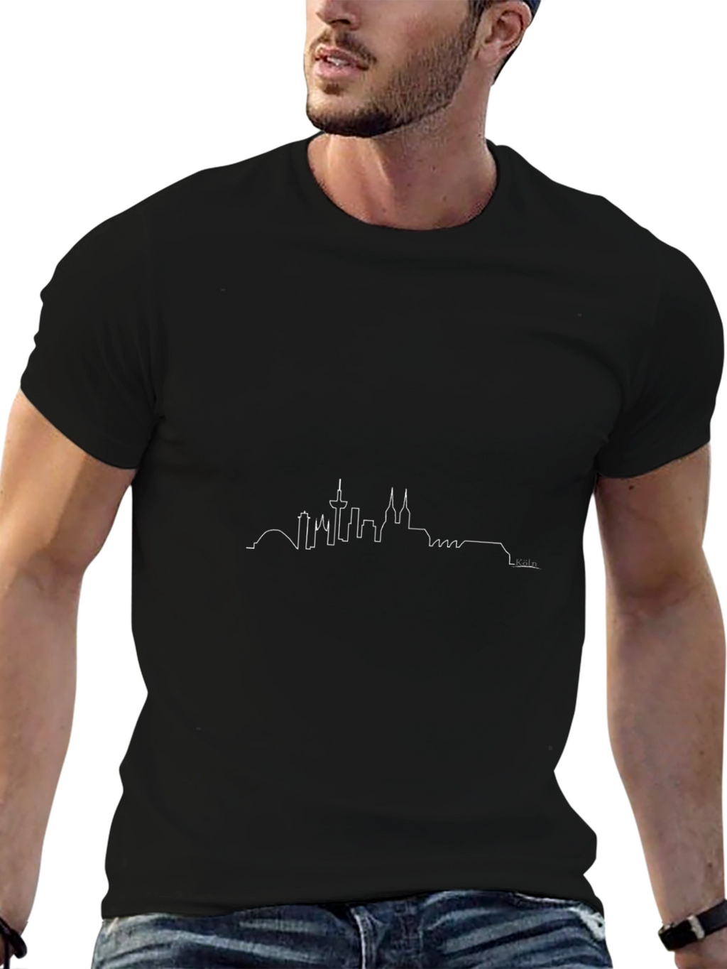 Cologne Skyline Graphic Black T-Shirt