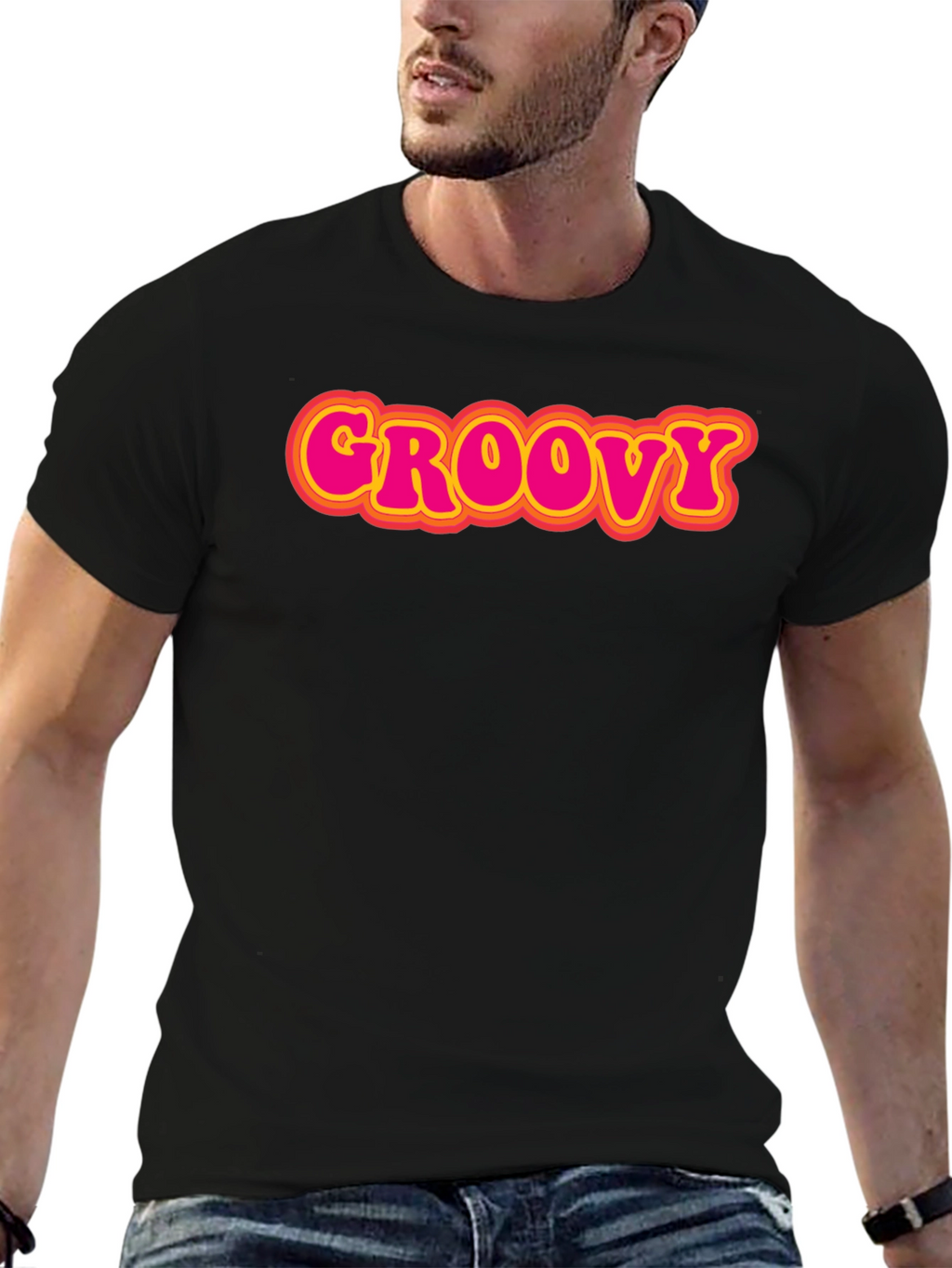 Retro Groovy T-Shirt - Black