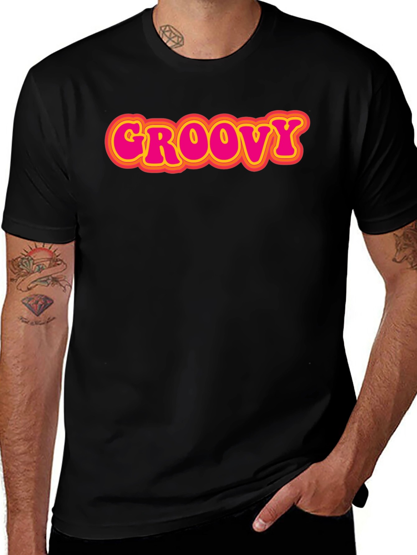 Retro Groovy T-Shirt - Black