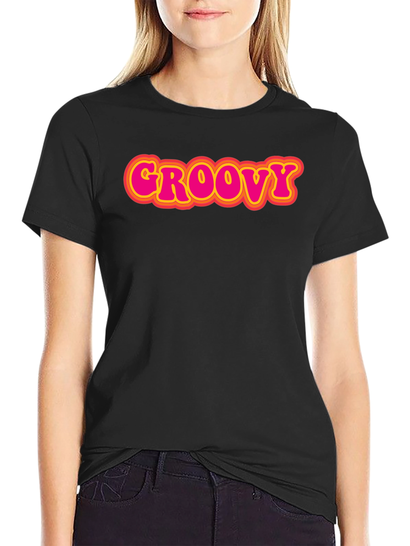 Retro Groovy T-Shirt - Black