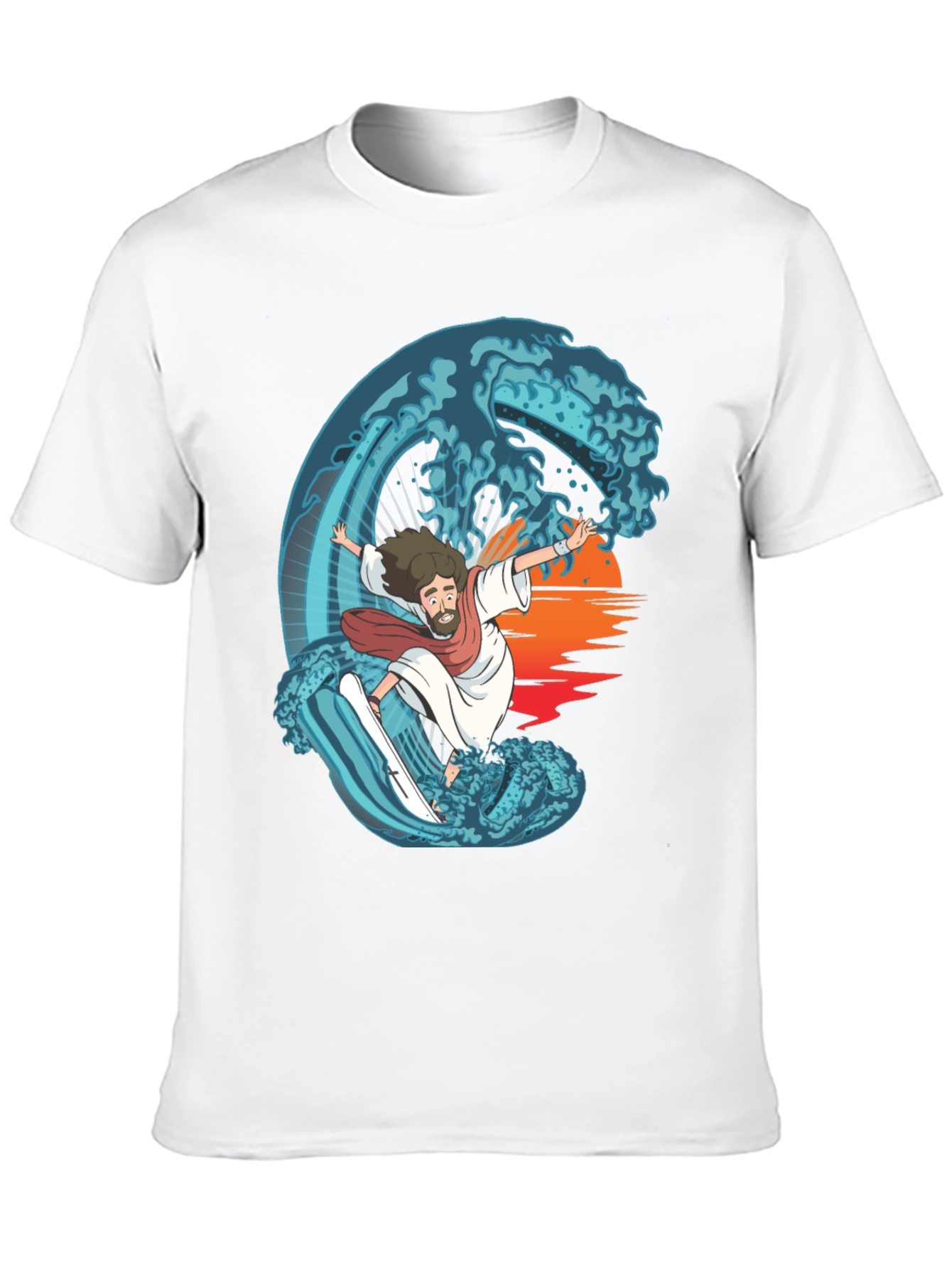 Surfing Jesus Graphic Tee - Ride the Wave!